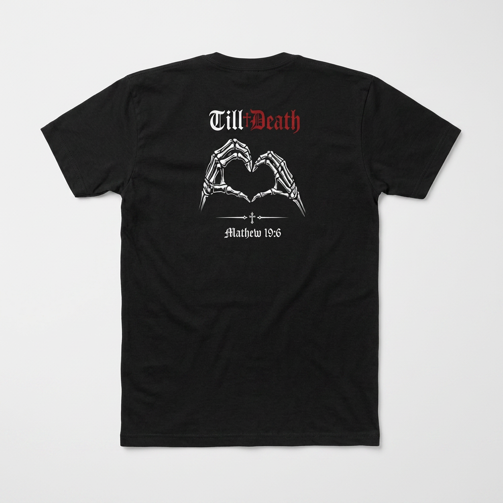 Till Death Skeleton Hands Heart T-Shirt